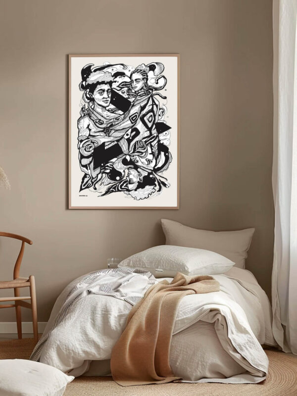 Shapes poster black and white